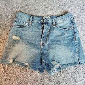 Free People We The Free Distressed Denim Women Shorts Button Fly